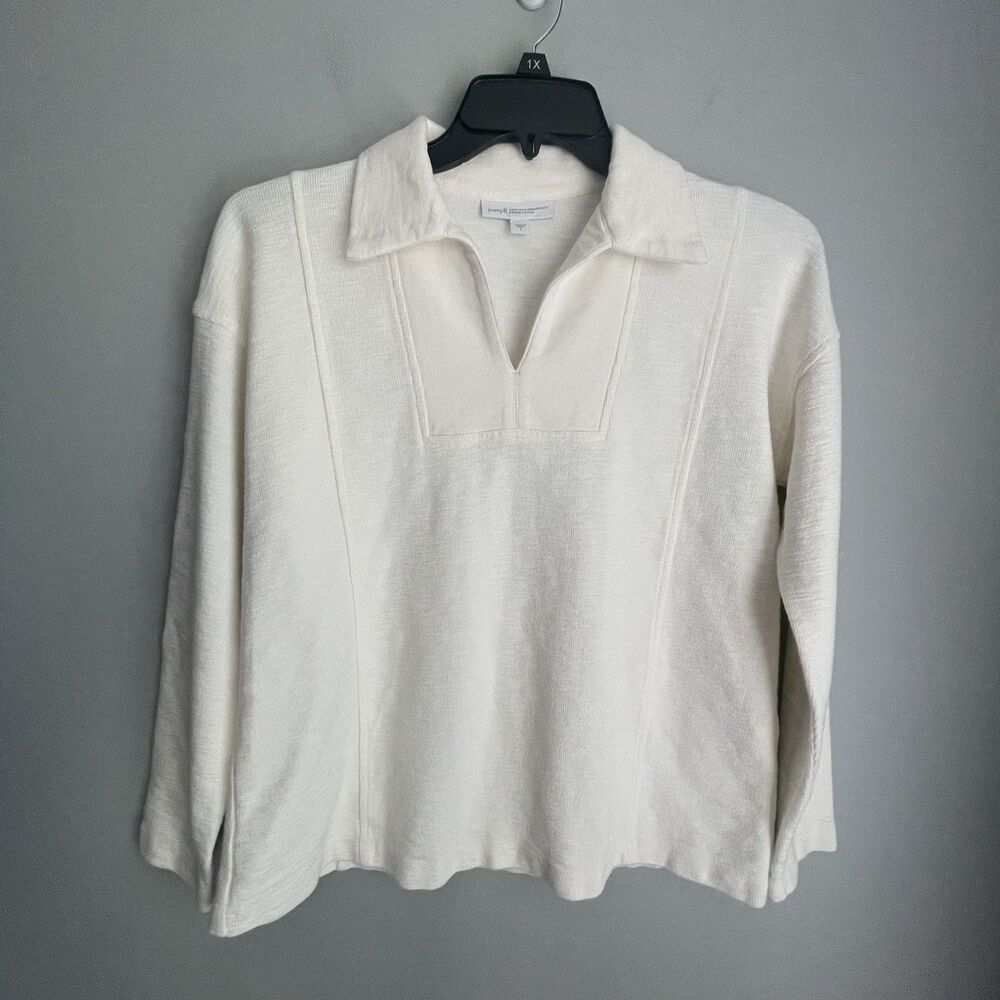 J. Jill Pure Jill Organic Cotton Top Knit Textured Women's S Cream Pullover
